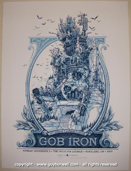 2006 Gob Iron - Portland Silkscreen Concert Poster by Guy Burwell