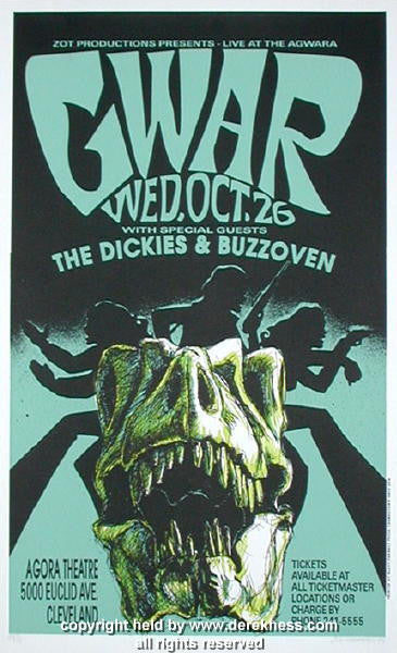 1994 Gwar & the Dickies - Cleveland Concert Poster by Derek Hess
