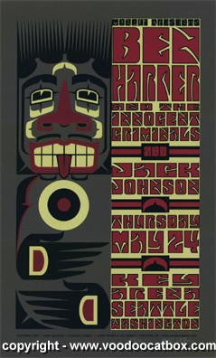 2001 Ben Harper & Jack Johnson - Seattle Silkscreen Poster by Gary Houston