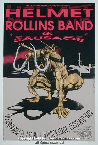 1994 Helmet & Rollins Band - Cleveland Concert Poster by Derek