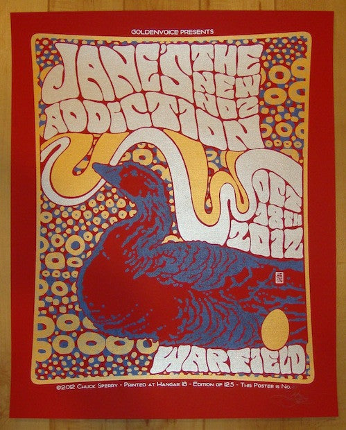 2012 Jane's Addiction - San Francisco Silkscreen Concert Poster by Chuck Sperry