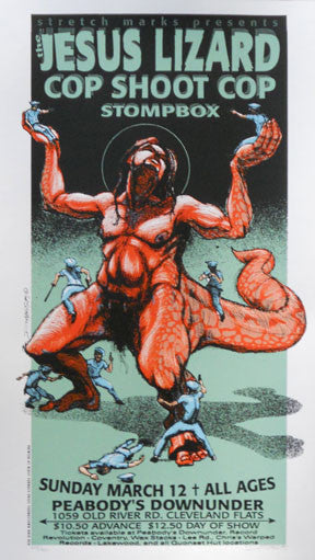 1995 The Jesus Lizard - Cleveland Silkscreen Concert Poster by Derek Hess (95-08)