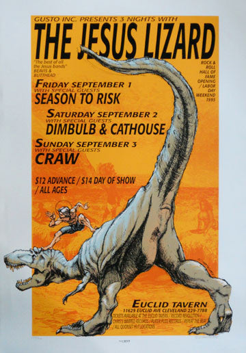 1995 The Jesus Lizard - Cleveland Silkscreen Concert Poster by Derek Hess (95-26)