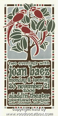 2006 Joan Baez - Portland Silkscreen Concert Poster by Gary Houston
