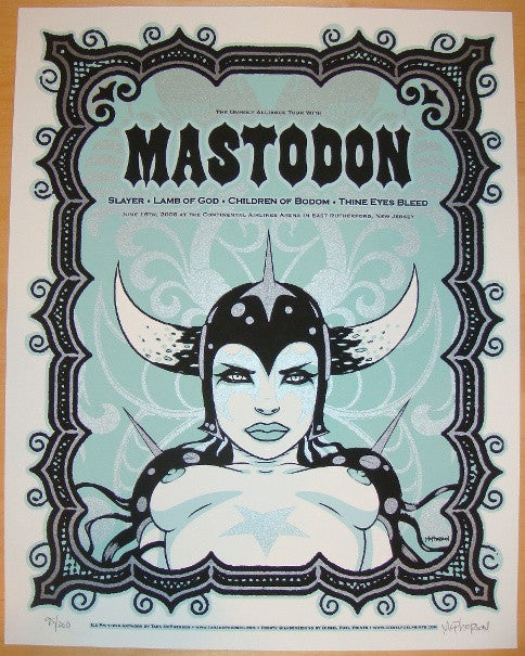 2006 Mastodon & Slayer - East Rutherford Concert Poster by Tara McPherson