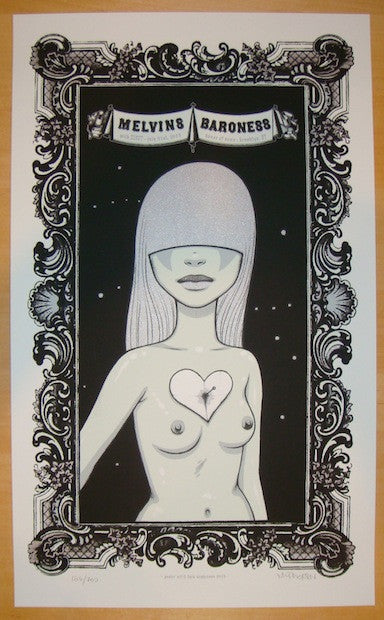 2013 Melvins & Baroness - Brooklyn Silkscreen Concert Poster by Tara McPherson