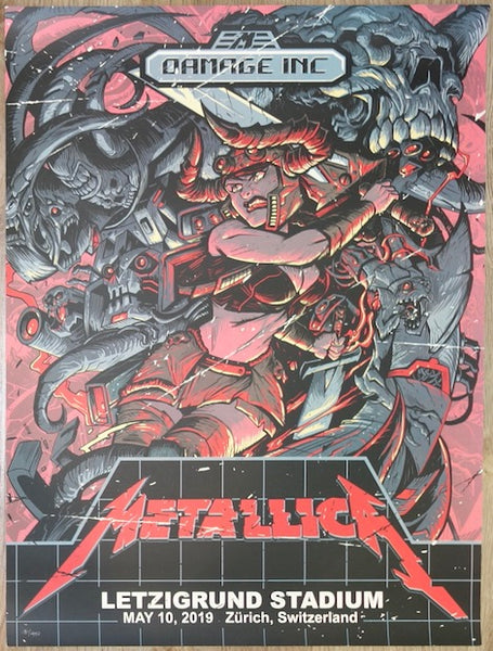2019 Metallica - Zurich Silkscreen Concert Poster by Dayne Henry
