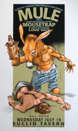 1995 Mule w/ Mouse Trap - Cleveland Silkscreen Concert Poster by