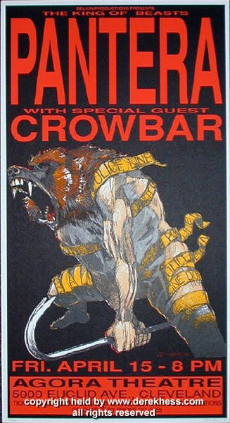 1994 Pantera & Crowbar - Cleveland Concert Poster by Derek Hess (94-09)