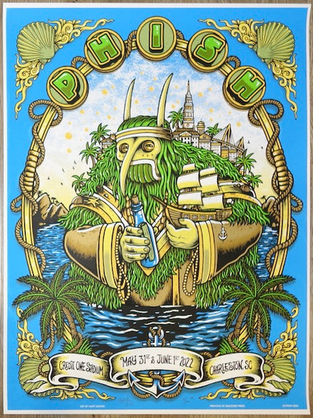 2022 Phish - Charleston Blue Silkscreen Concert Poster by Matt