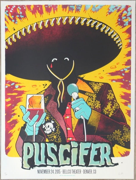 2015 Puscifer - Denver Silkscreen Concert Poster by Ivan Minsloff