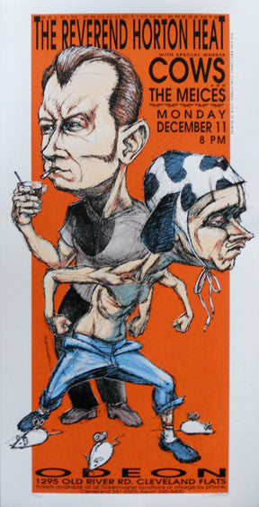 1995 Reverend Horton Heat & Cows - Cleveland Concert Poster by Derek Hess (95-37)