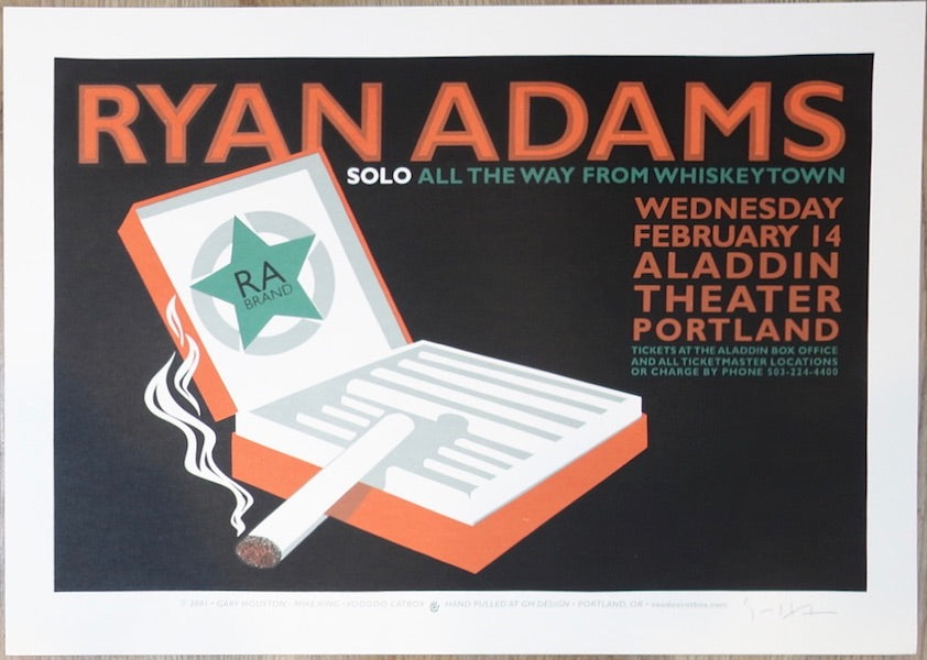 2001 Ryan Adams Solo - Portland Silkscreen Concert Poster by Gary Houston