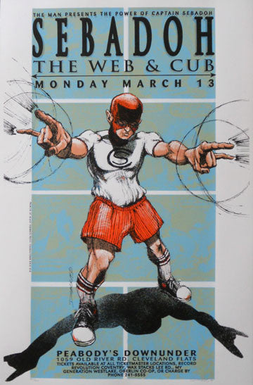 1995 Sebadoh - Cleveland Silkscreen Concert Poster by Derek Hess (95-09)