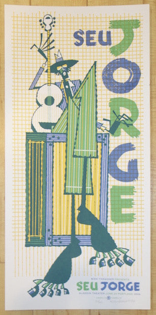 2006 Seu Jorge - Portland Silkscreen Concert Poster by Guy Burwell