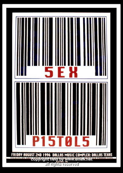 1996 Sex Pistols - Dallas Silkscreen Concert Poster by Emek