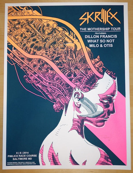 2014 Skrillex - Baltimore Silkscreen Concert Poster by Tim Doyle