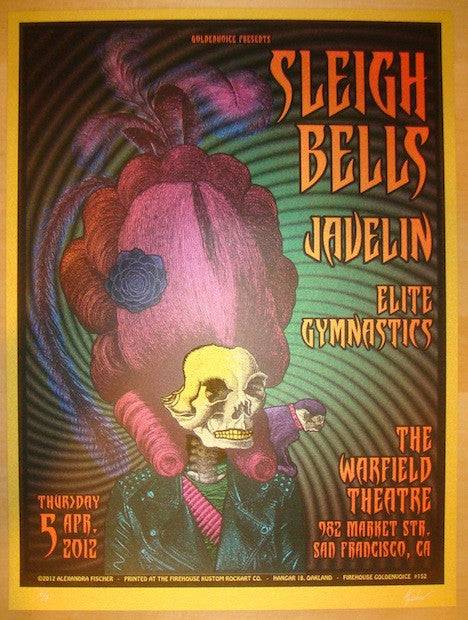 2012 Sleigh Bells - San Francisco Gold Variant Concert Poster by Alex Fischer