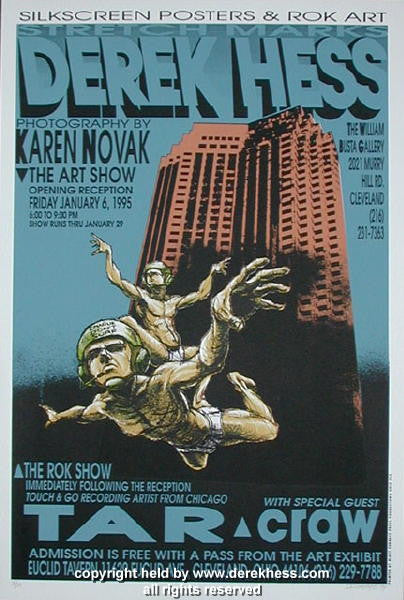 1995 Stretchmarks Art Show w/ Tar - Cleveland Concert Poster by Derek Hess (95-01)