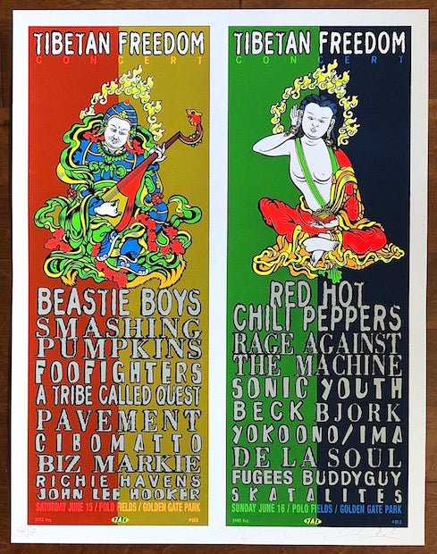 1996 Tibetan Freedom Concert - San Francisco Silkscreen Concert Poster by TAZ