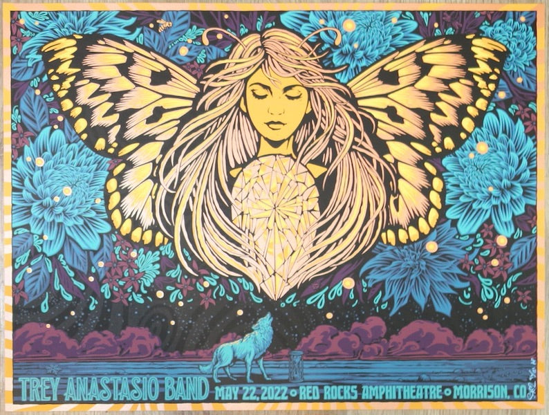 2022 Trey Anastasio Band - Red Rocks Silkscreen Concert Poster by Todd Slater