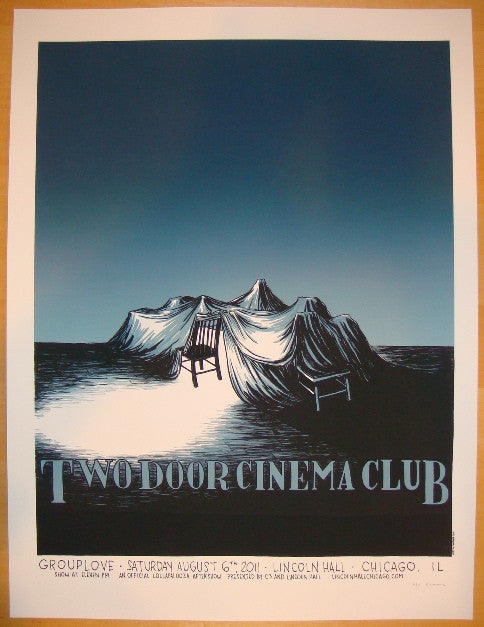 2011 Two Door Cinema Club - Chicago Silkscreen Concert Poster by Justin Santora