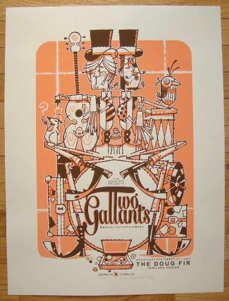 2006 Two Gallants - Portland Silkscreen Concert Poster by Guy Burwell
