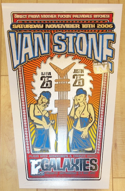 2006 Van Stone - San Francisco Silkscreen Concert Poster by Ron Donovan