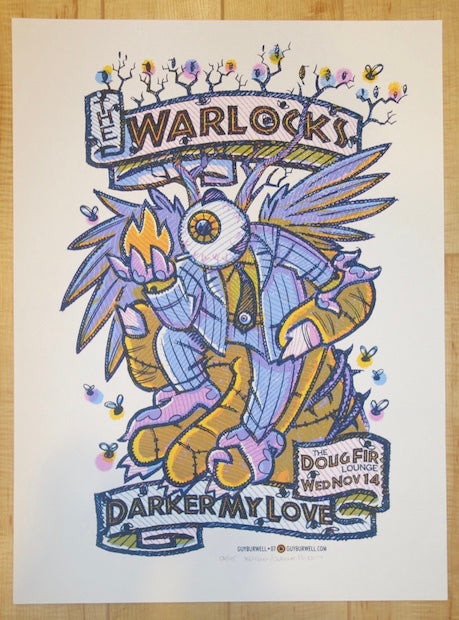 2007 The Warlocks - Portland Silkscreen Concert Poster by Guy Burwell