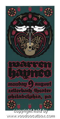 2004 Warren Haynes - Philadelphia Silkscreen Concert Poster by Gary Houston