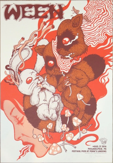2016 Ween - Philadelphia Silkscreen Concert Poster by Jermaine Rogers