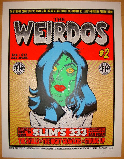 2003 The Weirdos - San Francisco Silkscreen Concert Poster by Chuck Sperry
