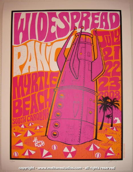 2008 Widespread Panic - Myrtle Beach Silkscreen Concert Poster by Methane