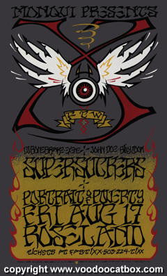 2001 X w/ Supersuckers - Portland Silkscreen Concert Poster by Gary Houston