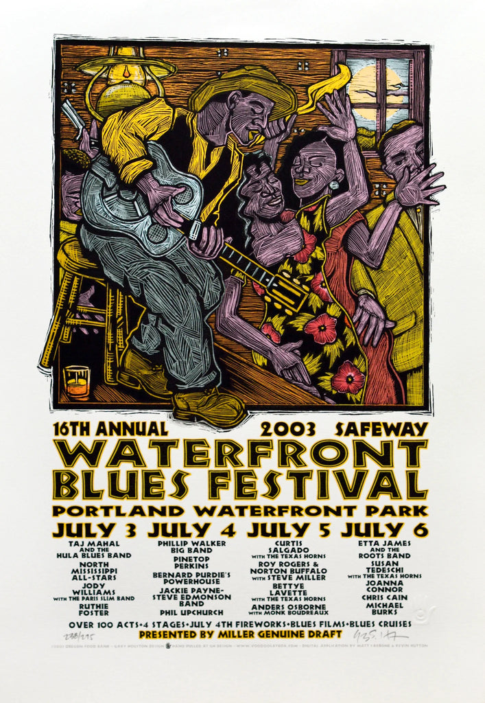 2003 Portland Blues Festival - Silkscreen Concert Poster by Gary Houston