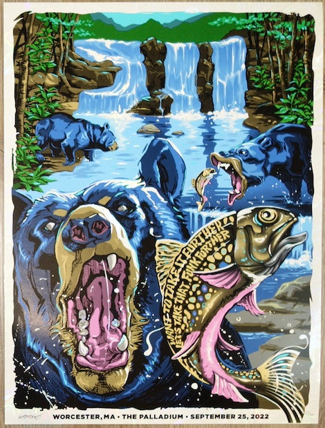 2022 311 - Worcester White Swirl Foil Variant Concert Poster by Nate Dino