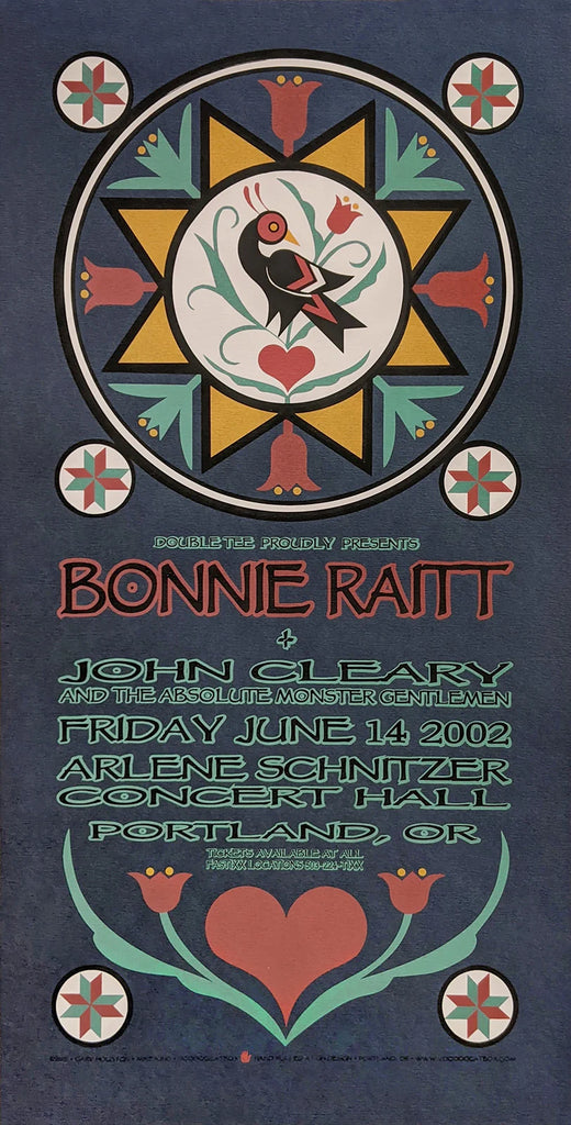 2002 Bonnie Riatt - Portland Silkscreen Concert Poster by Gary Houston