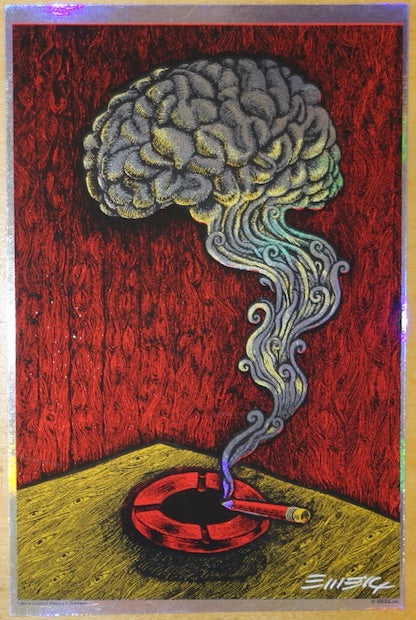 200x Smokin' Brain - Red/Yellow Foil Variant Silkscreen Handbill by Emek