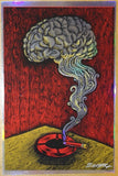 200x Smokin' Brain - Red/Yellow Foil Variant Silkscreen Handbill by Emek