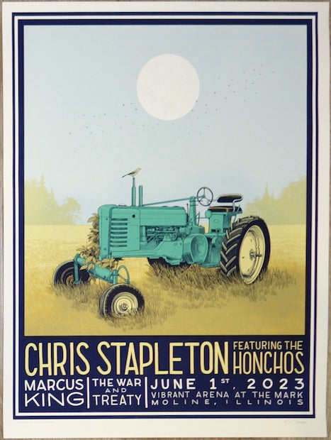 2023 Chris Stapleton - Moline Silkscreen Concert Poster by Justin Santora