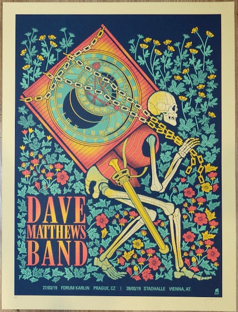 2019 Dave Matthews Band - Prague/Vienna Silkscreen Concert Poster by Methane