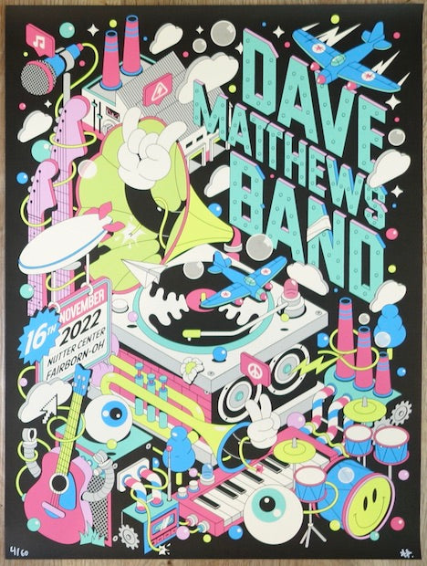 2022 Dave Matthews Band - Fairborn Silkscreen Concert Poster by Alejandro Parrilla