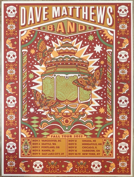 2022 Dave Matthews Band - Fall Tour Silkscreen Concert Poster by Bene Rohlmann
