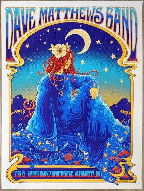 2023 Dave Matthews Band - Alpharetta Silkscreen Concert Poster by Helen Kennedy