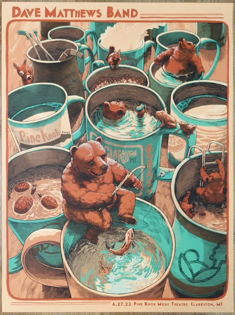 2023 Dave Matthews Band - Clarkston Silkscreen Concert Poster by Dave Kloc