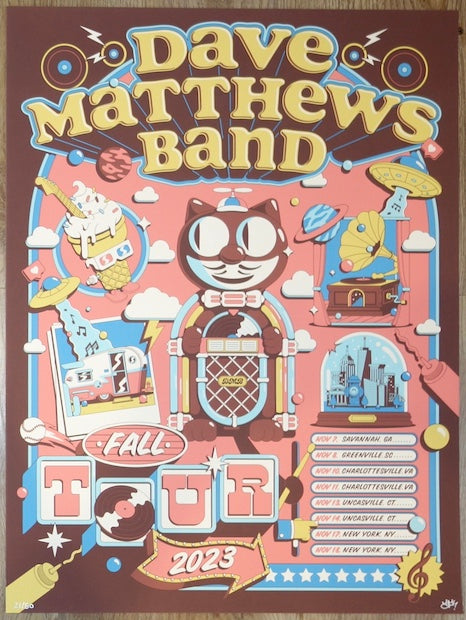 2023 Dave Matthews Band - Fall Tour Silkscreen Concert Poster by Alejandro Parrilla