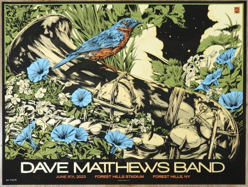 2023 Dave Matthews Band - Forest Hills Silkscreen Concert Poster by Ken Taylor