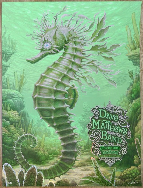 2023 Dave Matthews Band - West Palm II Green Foil Variant Concert Poster by N.C. Winters