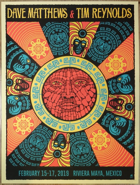 2019 Dave Matthews & Tim Reynolds - Mexico Silkscreen Concert Poster by Methane