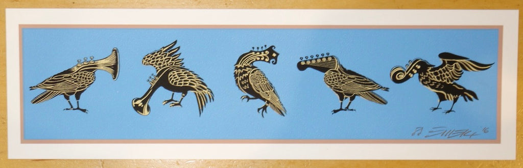 2016 Musical Birds - Blue/Copper Silkscreen Handbill by Emek